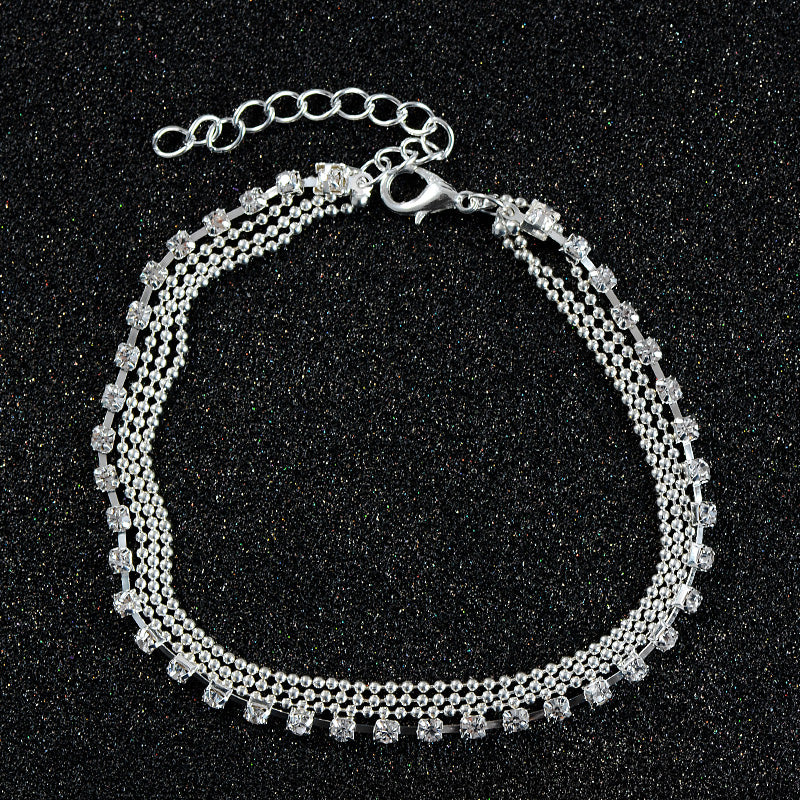 HHYDE 1PC Multilayer  Crystal Anklet Foot Chain Summer Bracelet Charm Anklets Beach Foot Wedding Jewelry Gift Enkelbandje