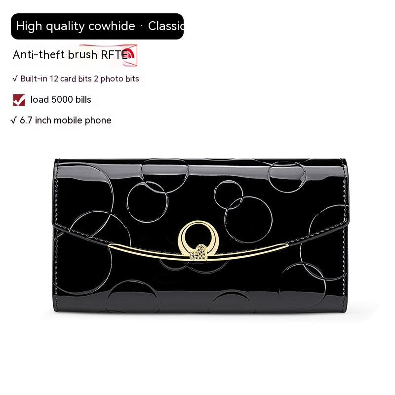 Women's Real Leather Long Large Capacity Wallet Clutch Bag