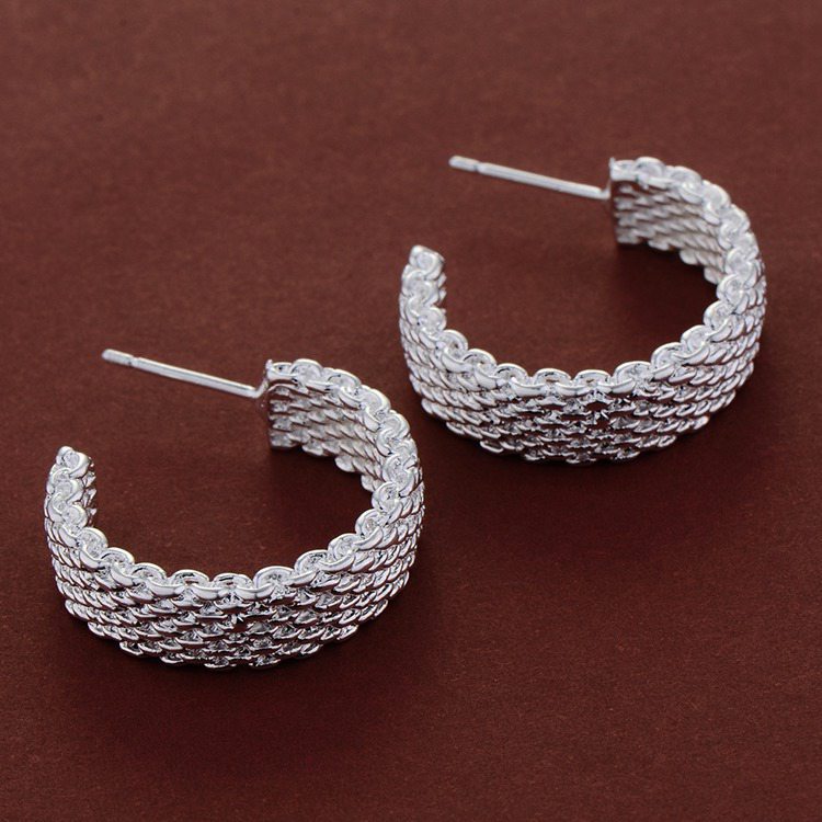925 silver plated earrings mesh earrings female earrings