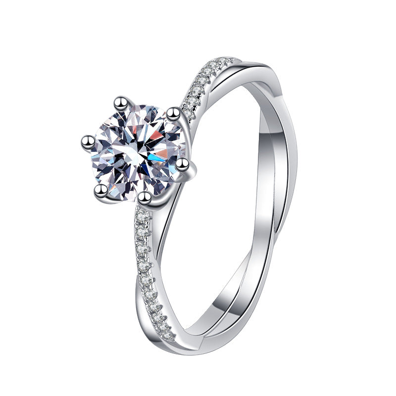 Moissanite Ring Women's 925 Sterling Silver Plated