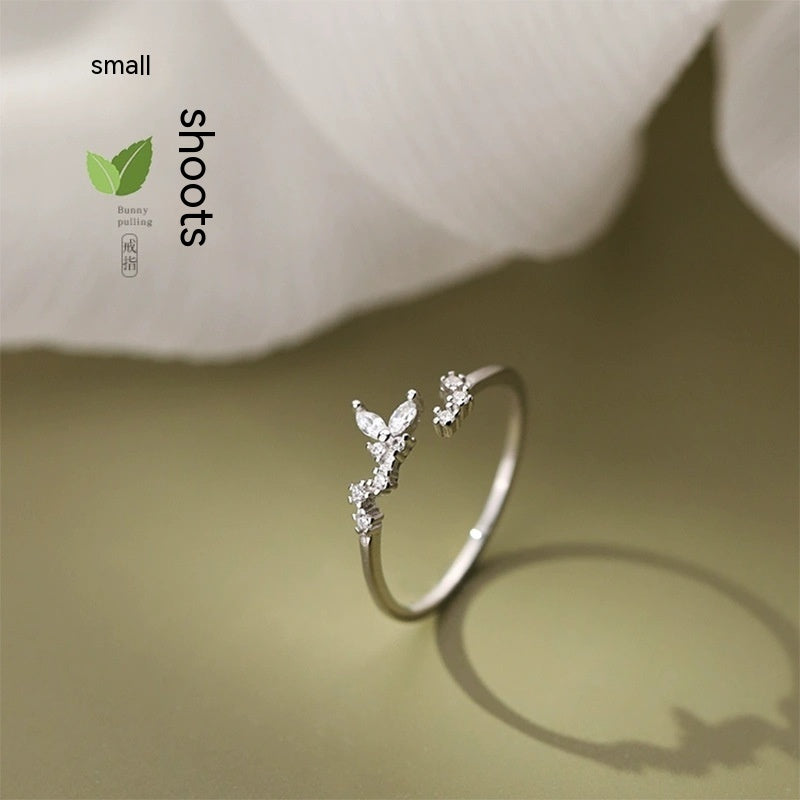 Special-interest Design High-grade 925 Silver Plated Small Bud Ring