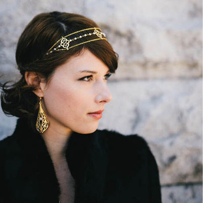Jewelry European And American Style Popular Beaded Auspicious Pearl Tassel Headband Hair Accessories