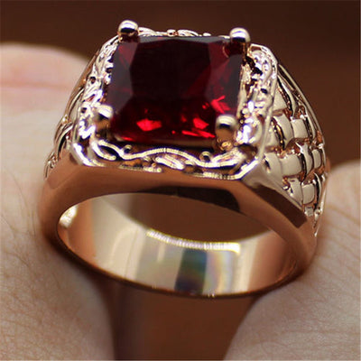 Hot new European and American plated 18k ruby engagement ring