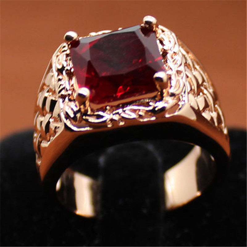 Hot new European and American plated 18k ruby engagement ring