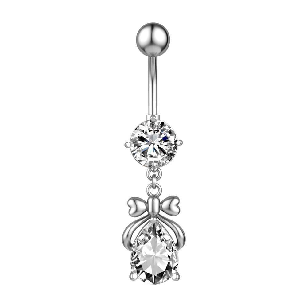 Bowknot Zircon Belly Button Ring
