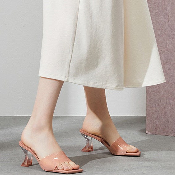 Chunky Heels Elegant Crystal High-heeled Sandals