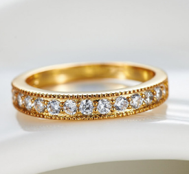 Exclusive love ring European and American style wedding ring 18K gold high-grade AAA zircon ring