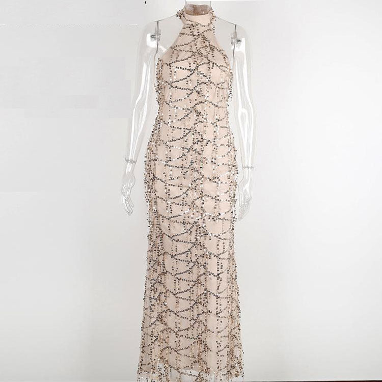 Long fringed sequin dress