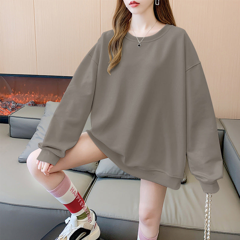 Women's Solid Color Round Neck Plus Size Loose Sweater
