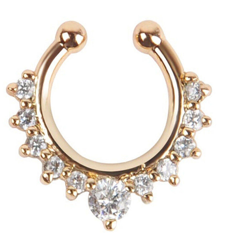 No Holes For Body Piercing With Alloy Diamond False Nose Ring