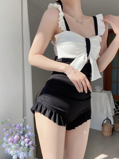 One-piece Swimsuit Women's Japanese Style Fresh Pure Desire Cover Belly And High Waist Cute