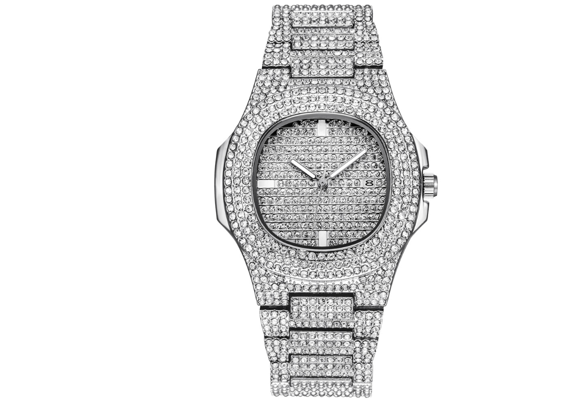 Mens Watches Luxury Brand Fashion Diamond Date Quartz Watch