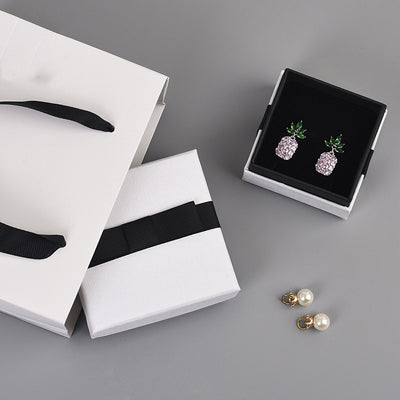 Stud Earrings Ring Necklace Paper Box