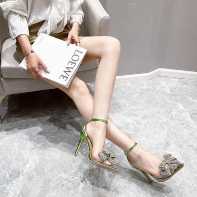 Women's Fashion 9cm Stiletto Rhinestone Pointed Sandals