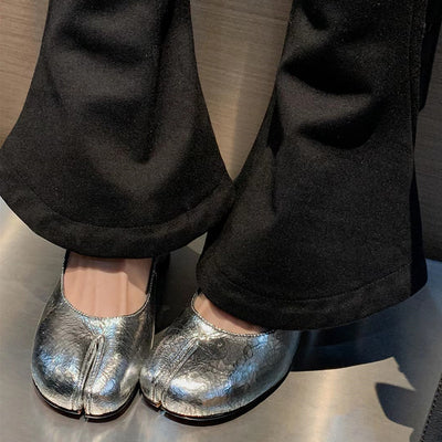 Chunky Heel Crack Split Toe Sandals Women's Slippers