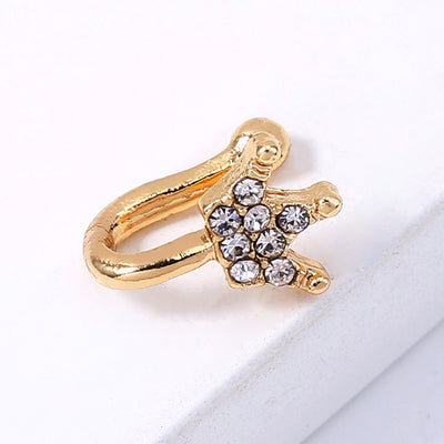 Golden Diamond Nose Ring Mini Cute Crown Fake Nose Ring
