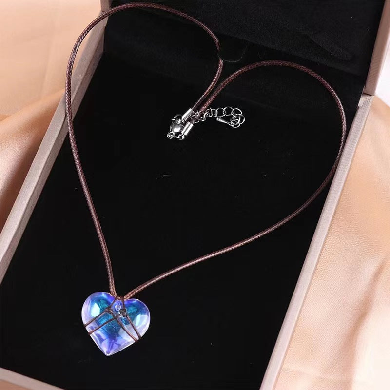 Natural Crystal Heart-shaped Choker Couple Girlfriends Accessories