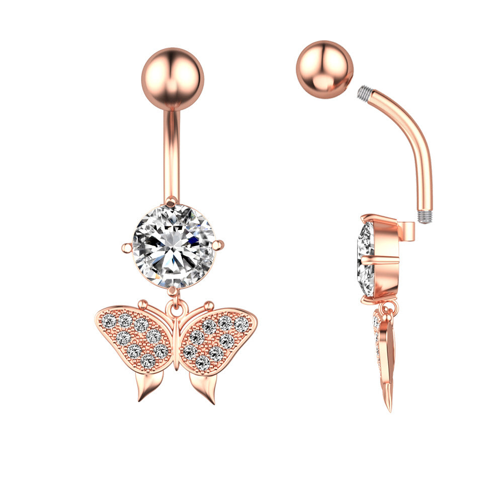 New Butterfly Zircon Belly Button Ring Belly Button Piercing Jewelry