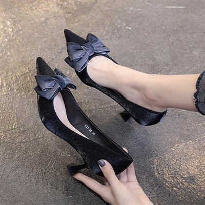 Fashion Bow Pointed Single Shoes Red Wedding Shoes