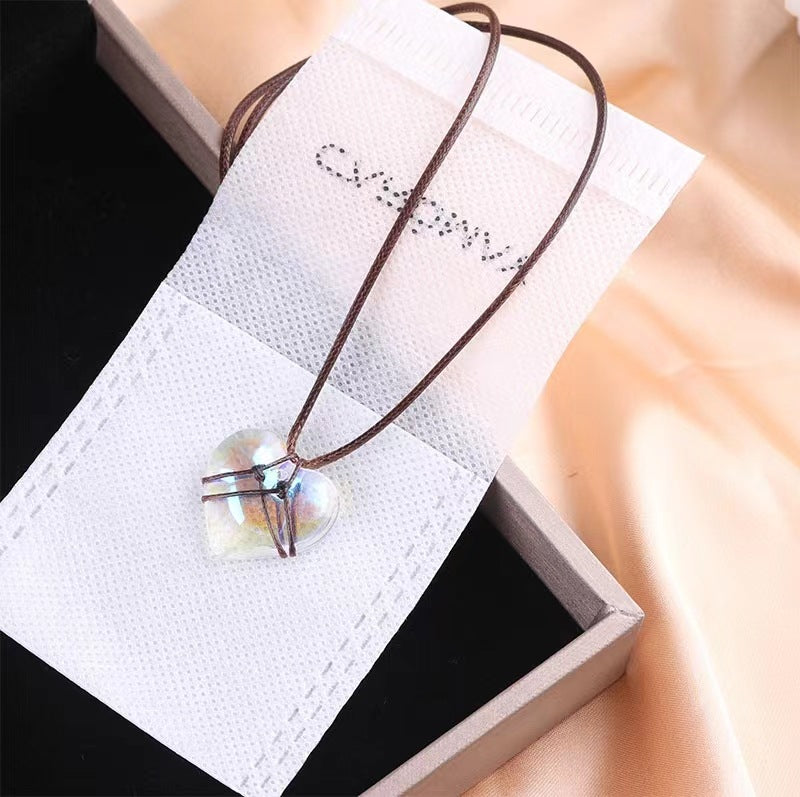 Natural Crystal Heart-shaped Choker Couple Girlfriends Accessories
