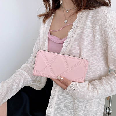 Fashion Casual Simple Mid-length Zipper Handbag