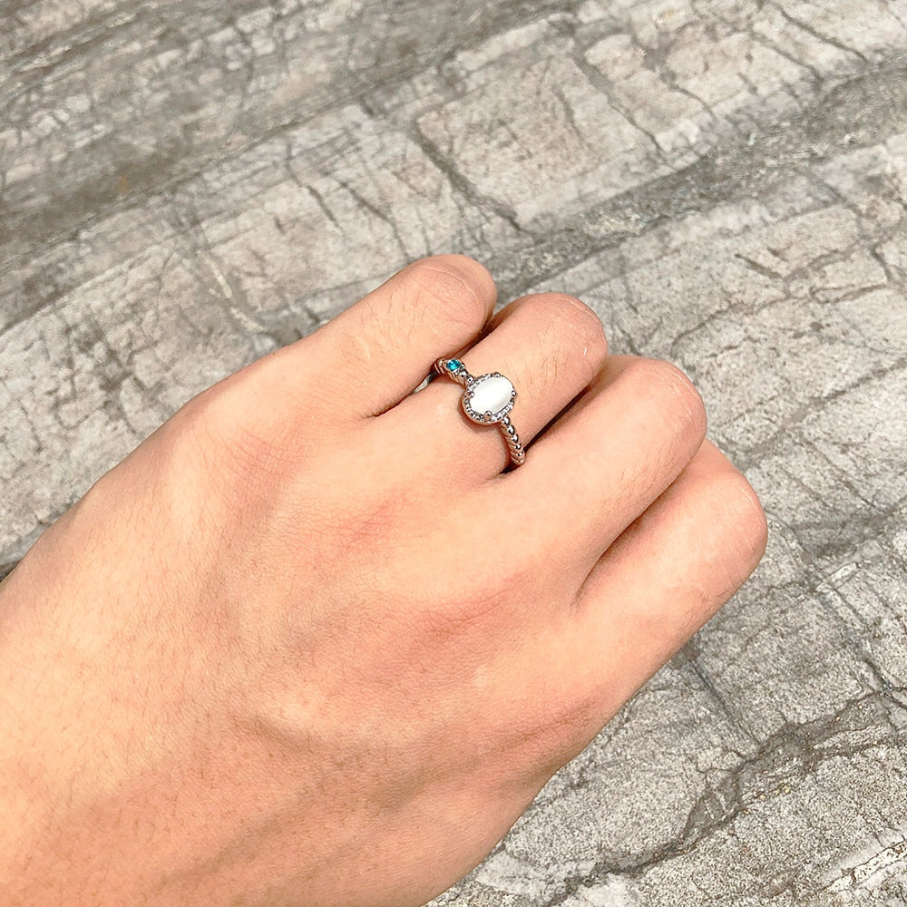 Moonstone diamond ring