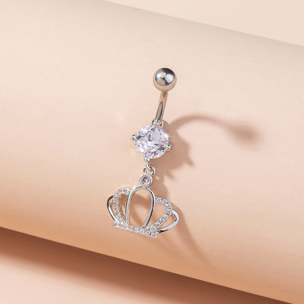 Crown Zircon Belly Button Ring Belly Button Nail
