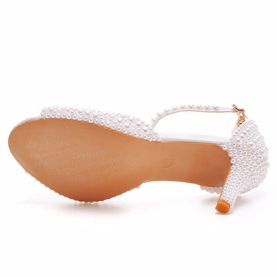 Women's Pearl Peep-toe High-heeled Sandals