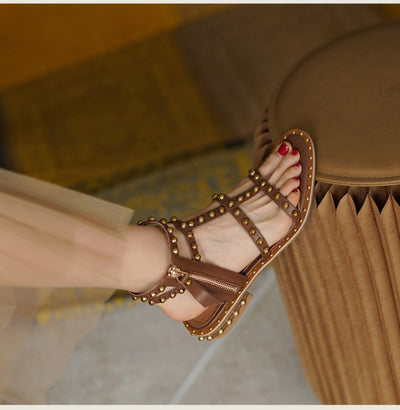 Women's Summer Flat Rivet Roman Sandals