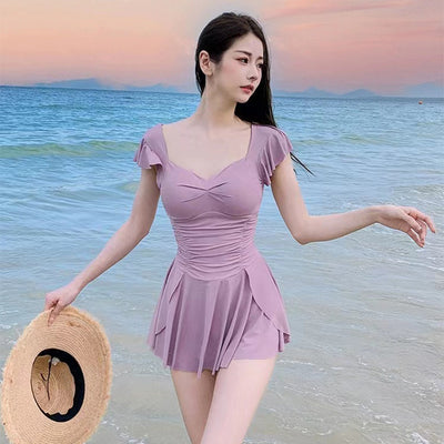 Swimsuit Women's One-piece Simple Slim Fit Conservative Slimming New Vacation