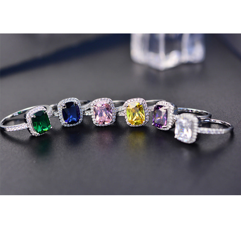 Women's Square Colored Gemstone Ring