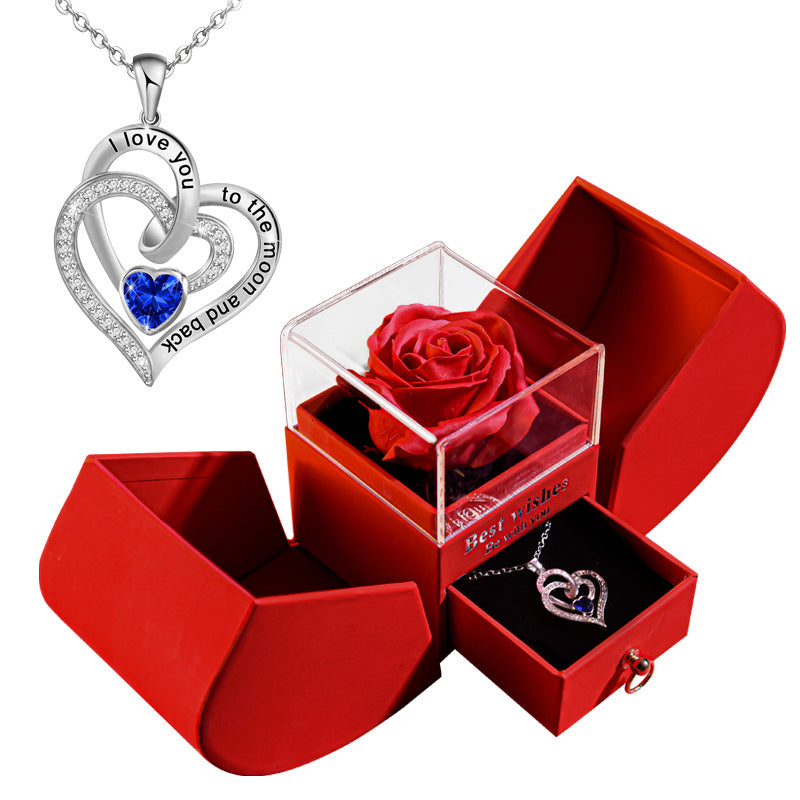 Eternal Rose Apple Gift Box Women Necklace Valentine's Day Wedding Jewelry