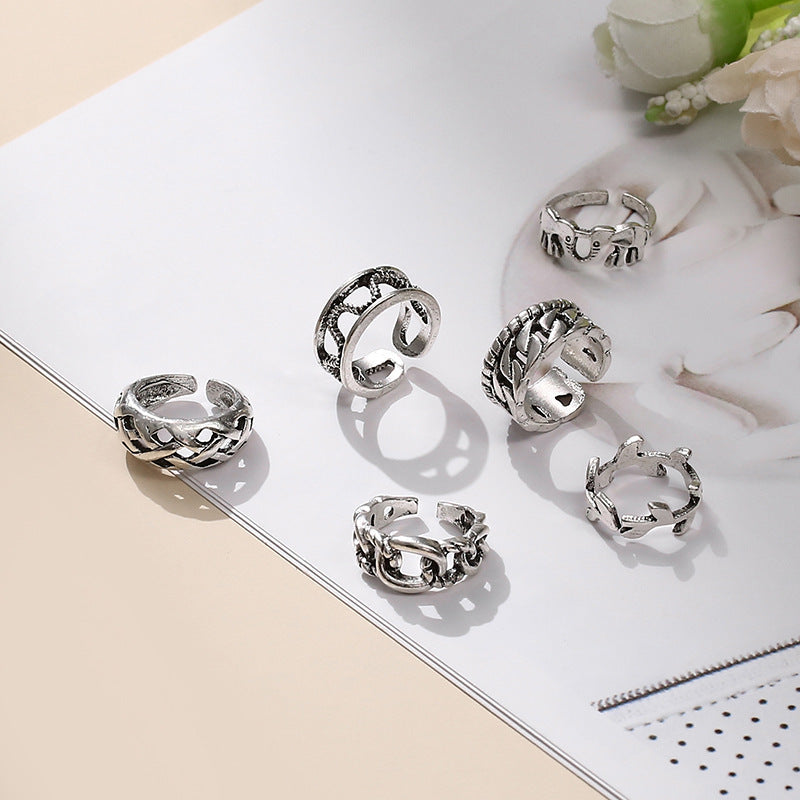 Retro Hollow-out Petals Opening Adjustable Toe Ring Women