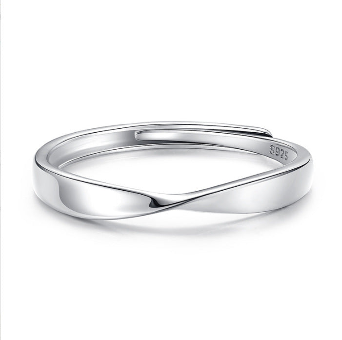 S925 Silver Couple Ring Simple Graceful