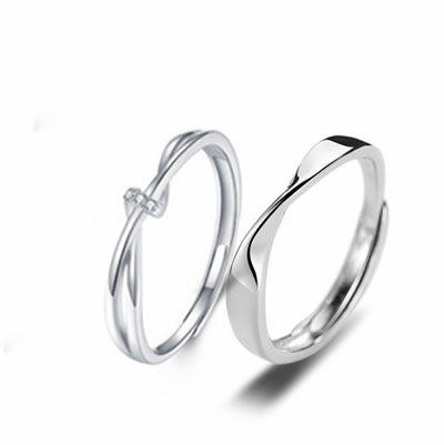 S925 Silver Couple Ring Simple Graceful