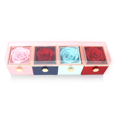 Fashion Acrylic Rotating Rose Jewelry Box