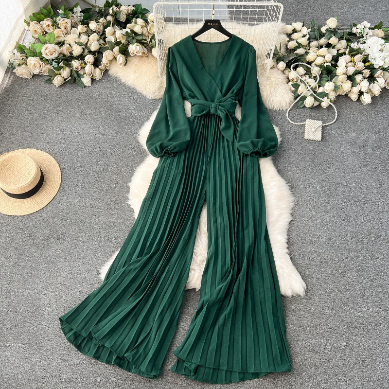 European And American Puff Sleeve Jumpsuit Women