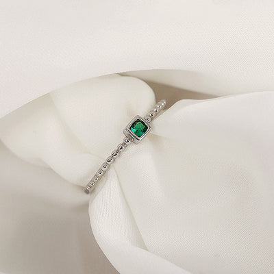 S925 Sterling Silver Classic Green Zirconium Diamond Micro-inlaid All-match Ring