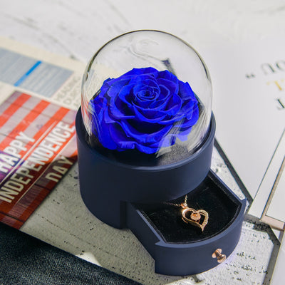 Yongsheng Rose Round Jewelry Box With Necklace For Birthdays And Valentine's Days Gift