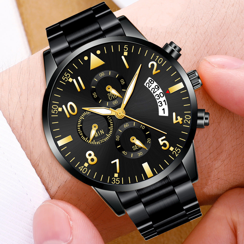 Men's Fashion Stainless Steel With Luminous Pointer