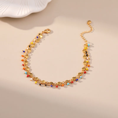 Candy Color Small Rice-shaped Beads National Style Anklets