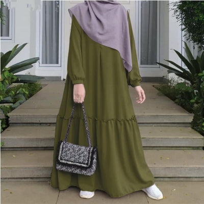 Women's Solid Color Plus Size Simple Loose Pullover Mid-length Dress