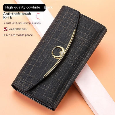 Women's Real Leather Long Large Capacity Wallet Clutch Bag