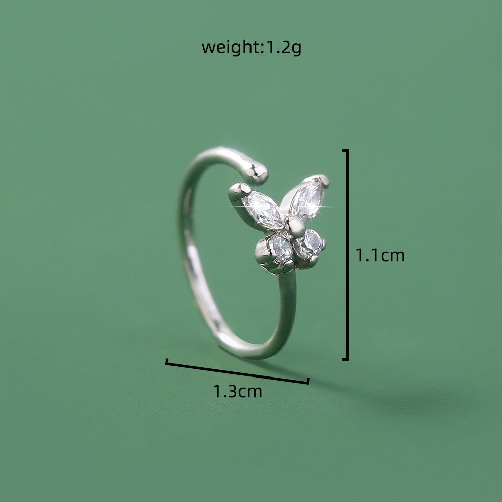 Simple micro diamond nose ring zircon geometric piercing nose clip small exquisite accessories female