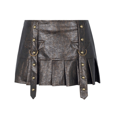 Heavy Wash Leather Skirt Skirt Female Autumn Winter