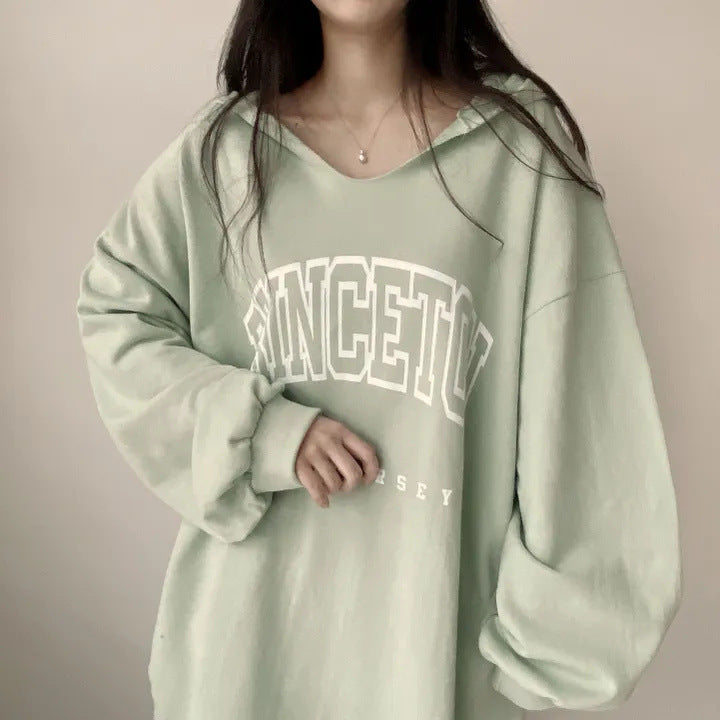 Korean Style Letter Hooded Loose Spring And Autumn Sweater
