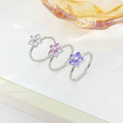 Simple Flower Cold Style Personality High Sense Artsy Ring