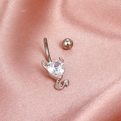 Fashion Zircon Love Belly Button Ring Simple