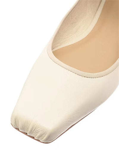 Women's Ballet Comfort Strap Leather Low Heel Pumps