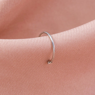 Diamond-studded Stainless Steel Pierced Round Nose Ring